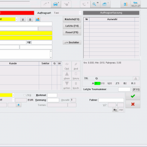 Input screen for acceptance and distribution of orders